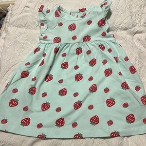 NEW Sweet Strawberry Sleeveless Lightweight Cotton Flutter Sleeve Summer Dress